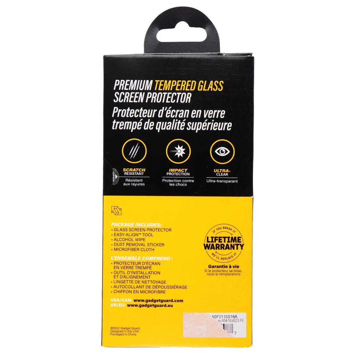 Clear tempered glass screen protector with alignment tool for Galaxy A54 5G and S23 FE