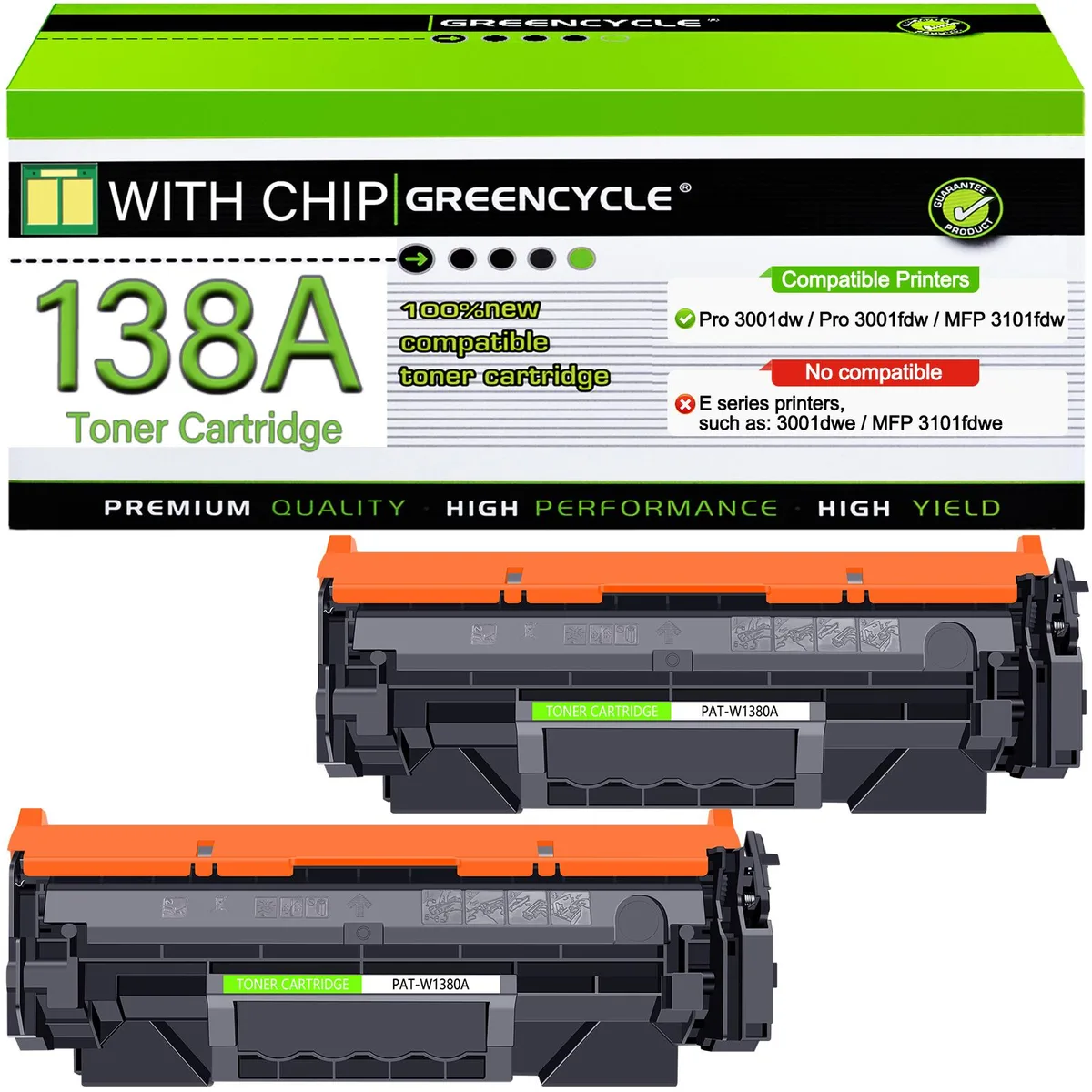 GREENCYCLE GREENCYCLE W1380A toner cartridge 2-pack black 1500 pages — product photo