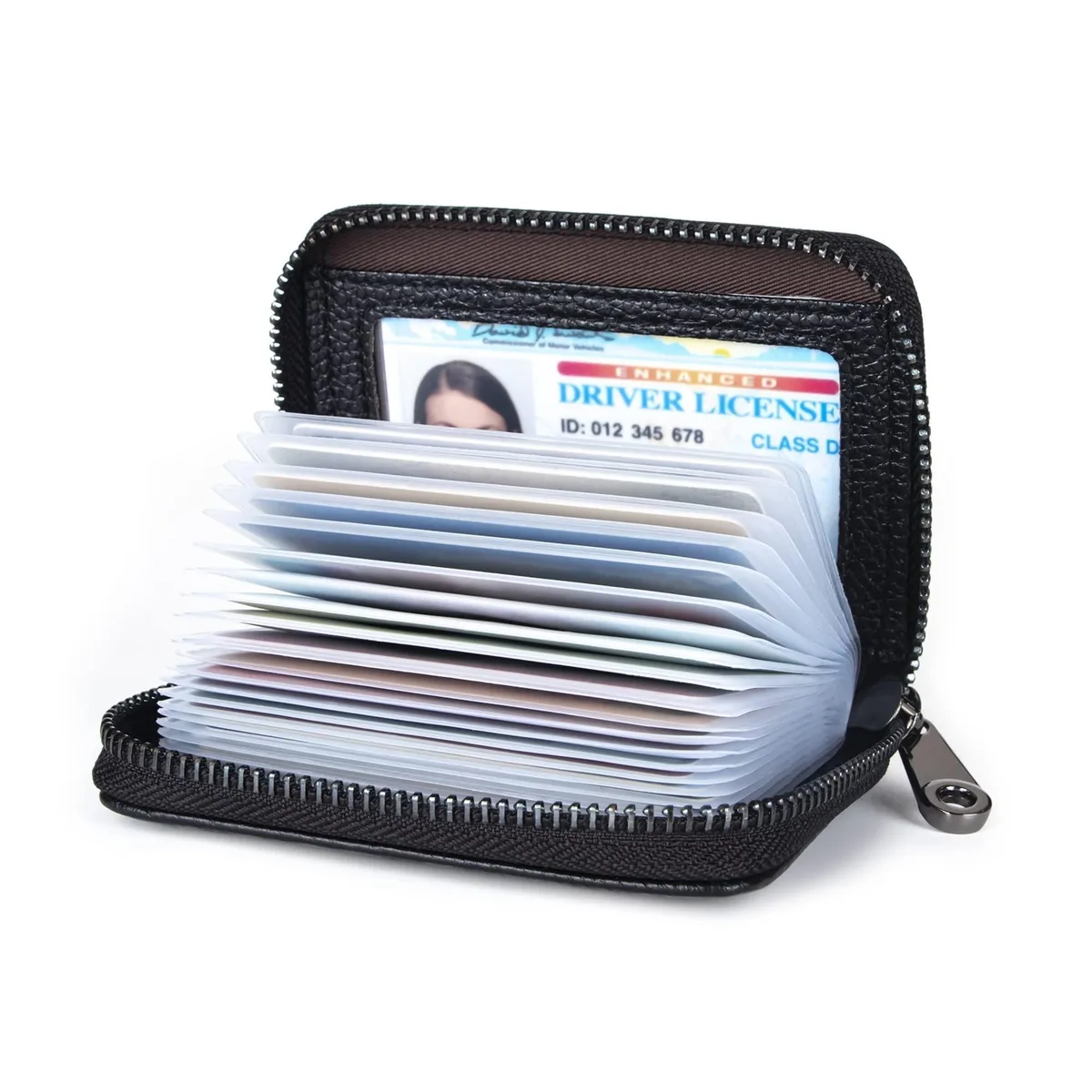  Suweibuke Genuine Leather Credit Card 010 RFID Wallet Classic-Black — product photo