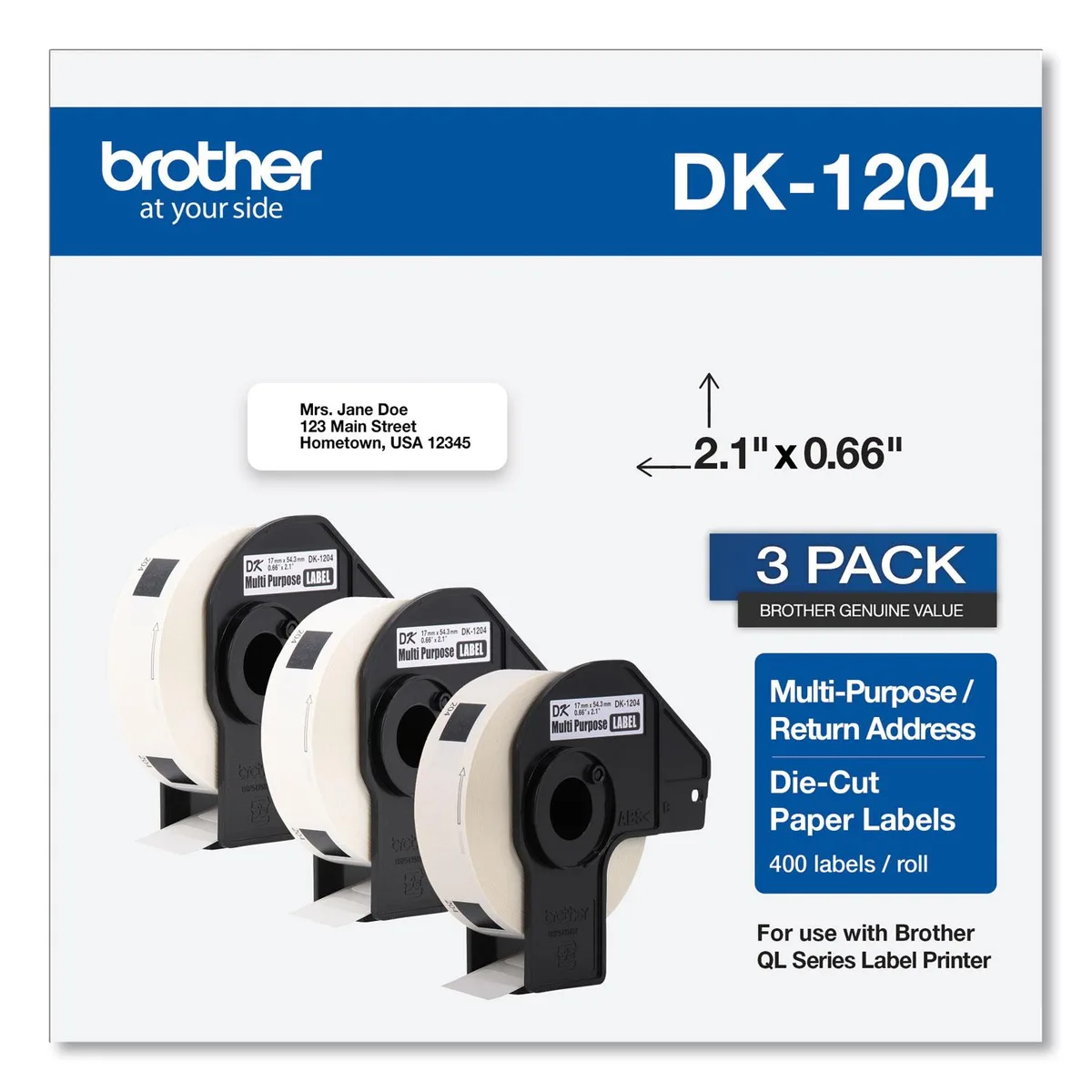 Brother Brother DK12043PK pos accessory 0.66 x 3.4 white 400 roll 3 pack — φωτογραφία προϊόντος