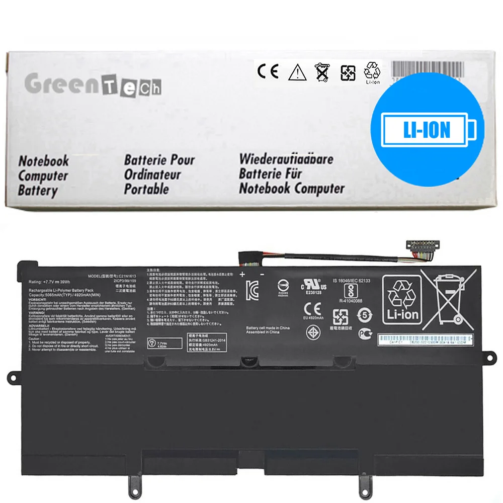 NShi NShi C21N1613 laptop battery for Asus Chromebook Flip C302 39WHR 7.7V 5065mAh 2-cell — product photo