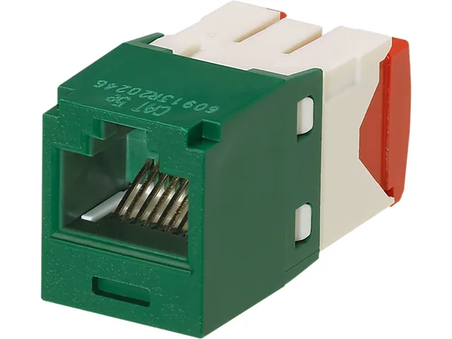 Green RJ45 jack module, rectangular, matte finish