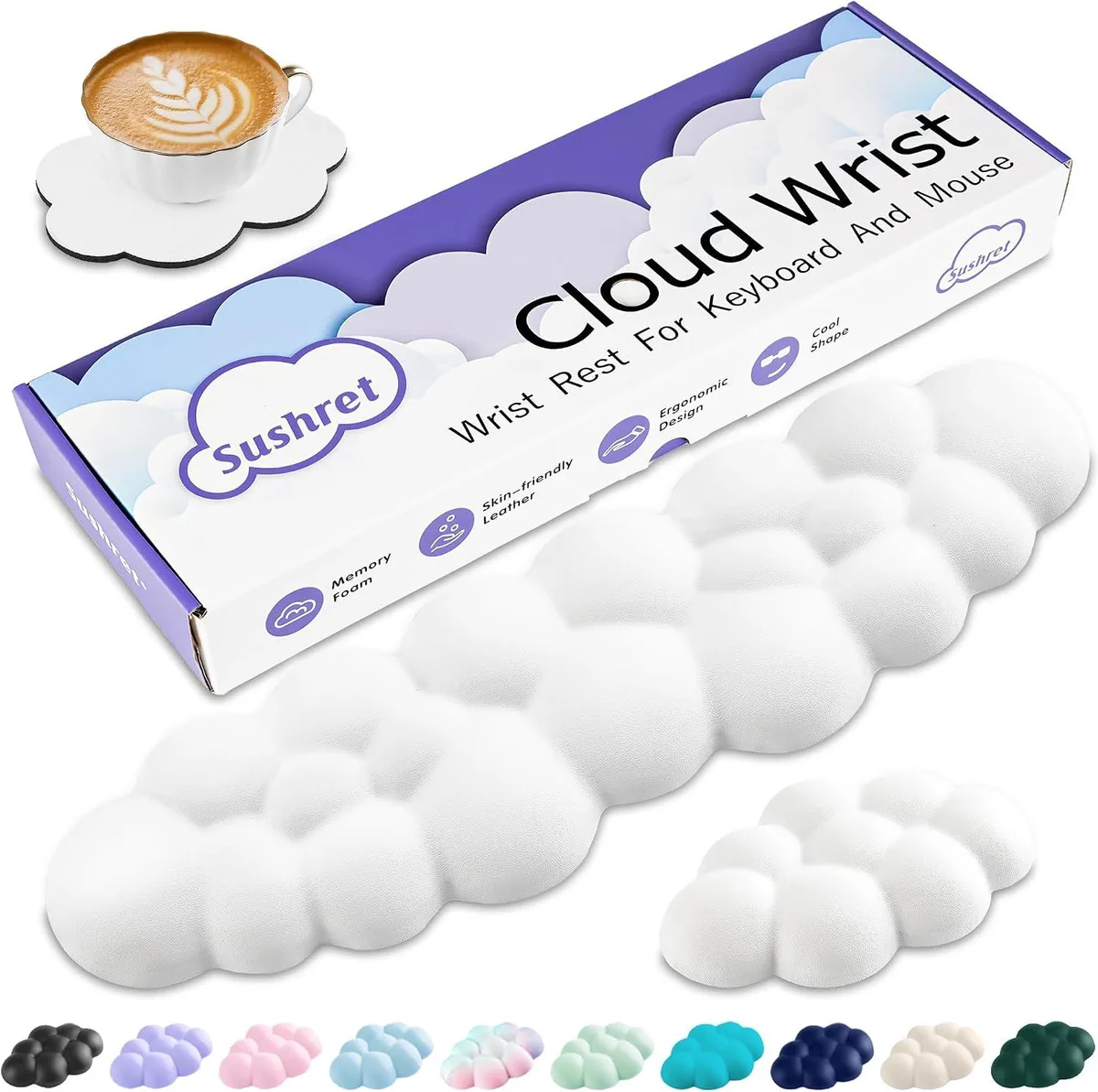Emerson Emerson Cloud Wrist Rest Set White 63D Memory Foam — product photo