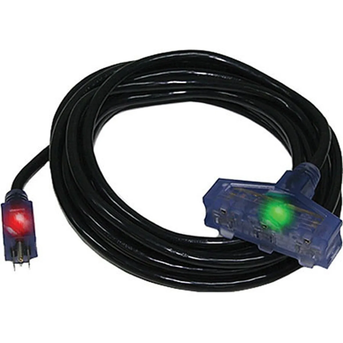 Century Wire Century Wire Milspec 25' Pro Glo SJTW Triple Tap Extension Cord with CGM, 12/3 AWG, Black — product photo