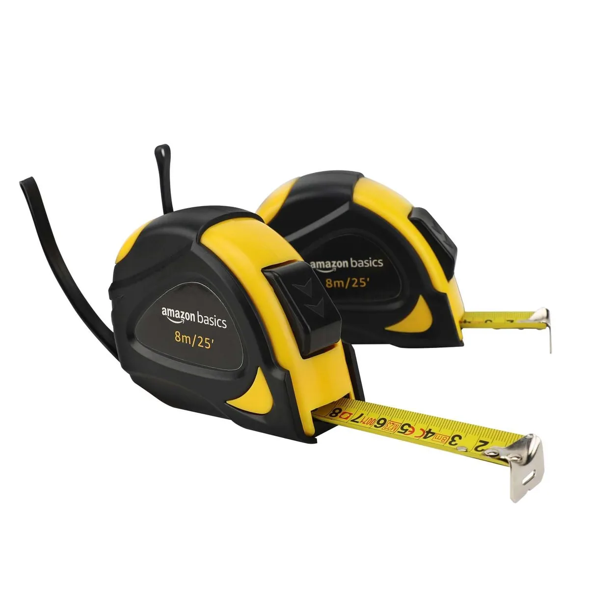 Basics Self-Locking Tape Measure 25 ft 8 m Dual Scale MID Accuracy 2-Pack Yellow — product photo