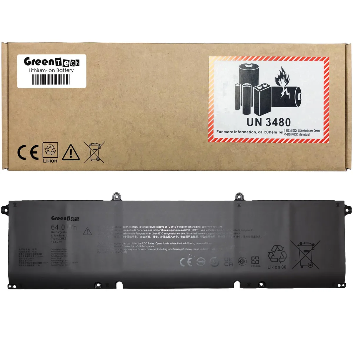 GreenTechLLC GreenTechLLC 20HK2 laptop battery 15.6V 64Wh Dell Pro Max 16 MC16250 MC16255 — product photo