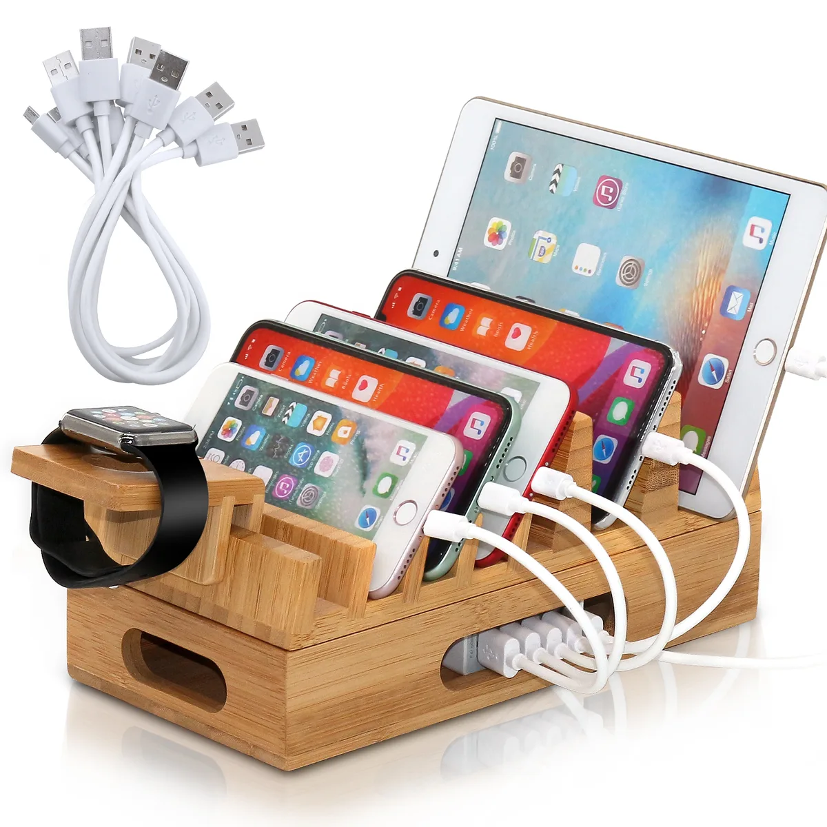 BambuMate BambuMate Bamboo 7-Slot Charging Station (No Charger Hub) — product photo