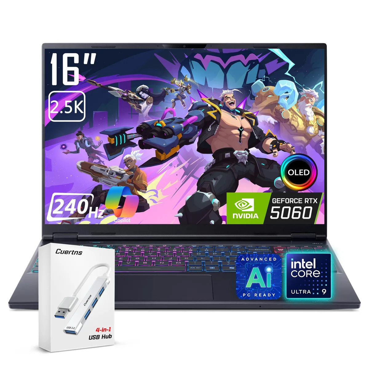 Acer America Acer Predator Helios Neo 16S AI gaming laptop 16 240Hz 2.5K OLED Intel Core Ultra 9 275HX RTX — product photo