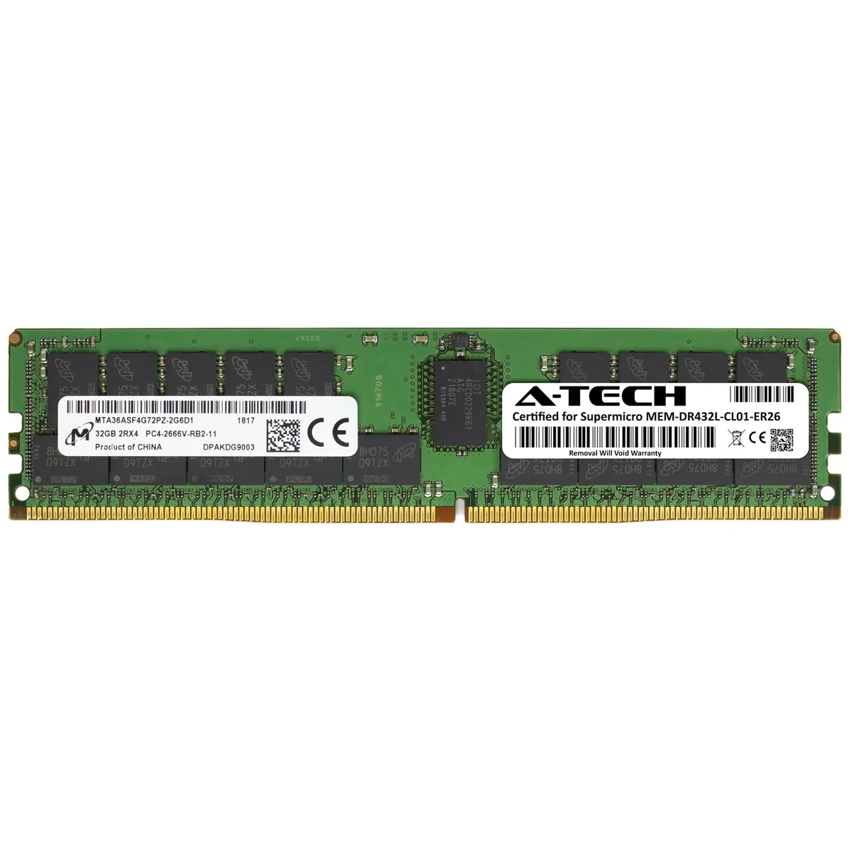 A-Tech A-Tech Supermicro Certified 32GB DDR4 2666MHz ECC Registered RDIMM 2Rx4 288-Pin Server Memory — product photo