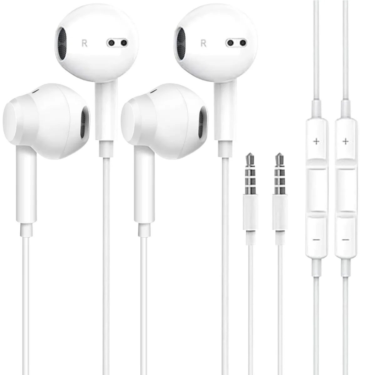 No Sew No Sew SL-02 Wired Earbuds 2Pack White 3.5mm — product photo