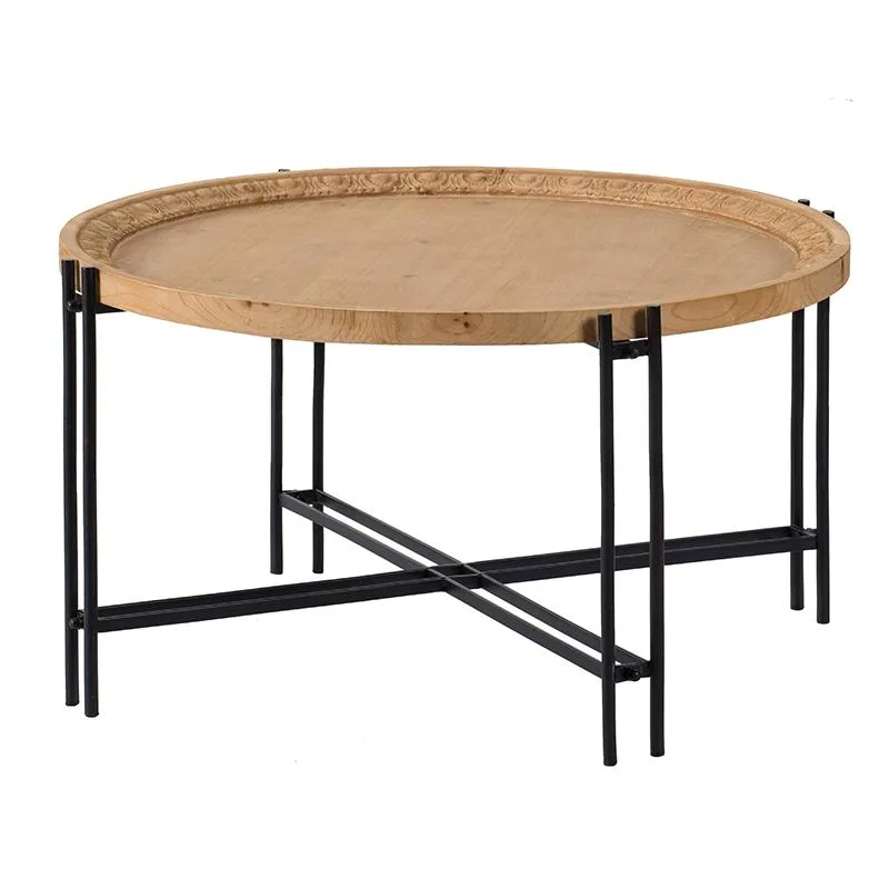 tuphen tuphen 32" Round Coffee Table Black+Brown 31.7" 18.1"H — product photo