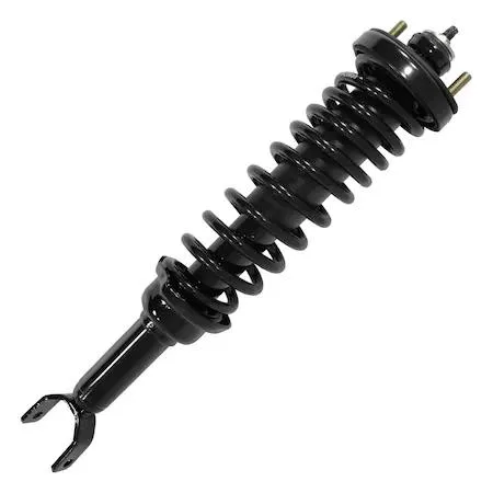 Unity 15330 rear complete strut assembly, silver metal coil spring and damper unit with top mount