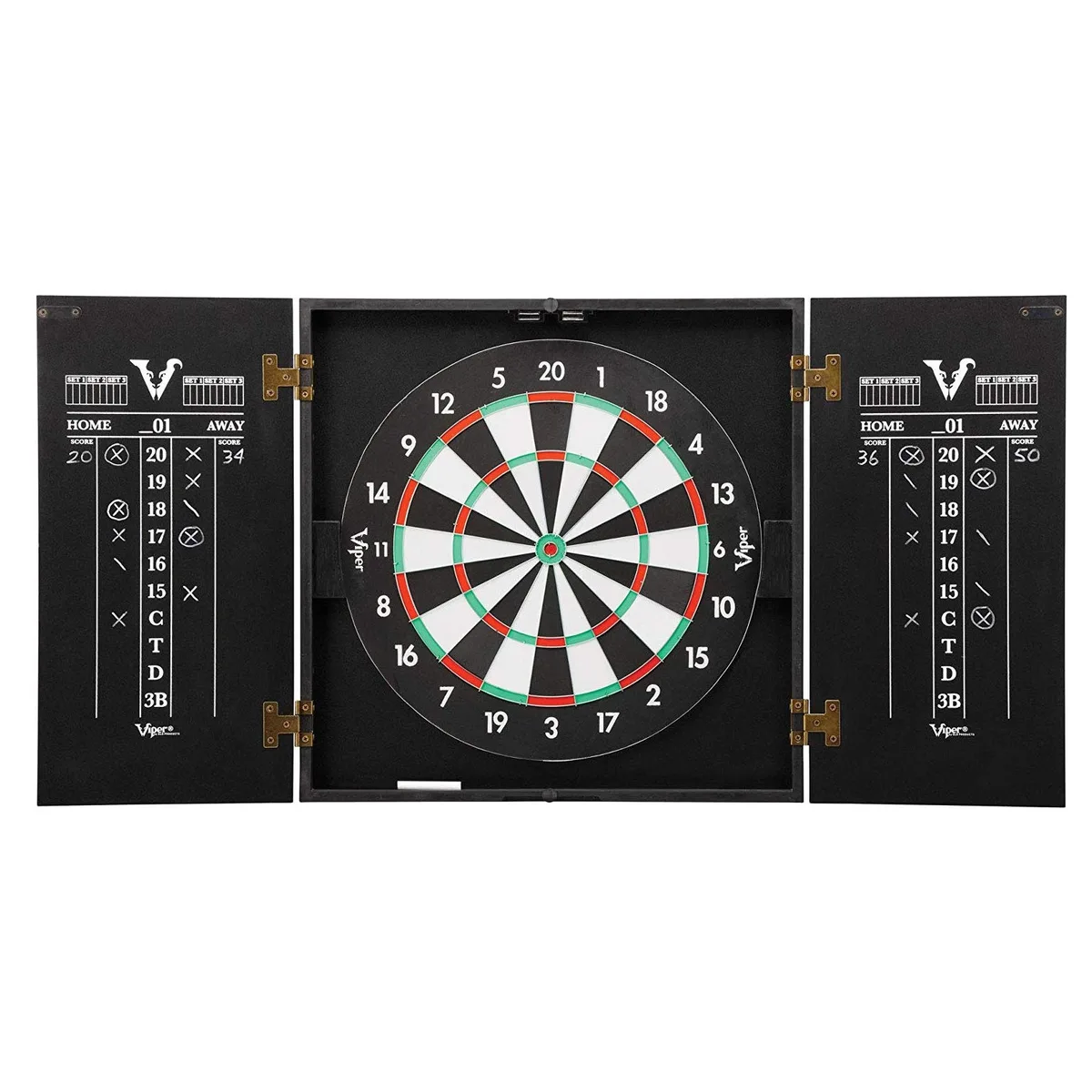 Viper Hideaway Steel Tip Dartboard Cabinet Set 21" W x 21.5" H — product photo