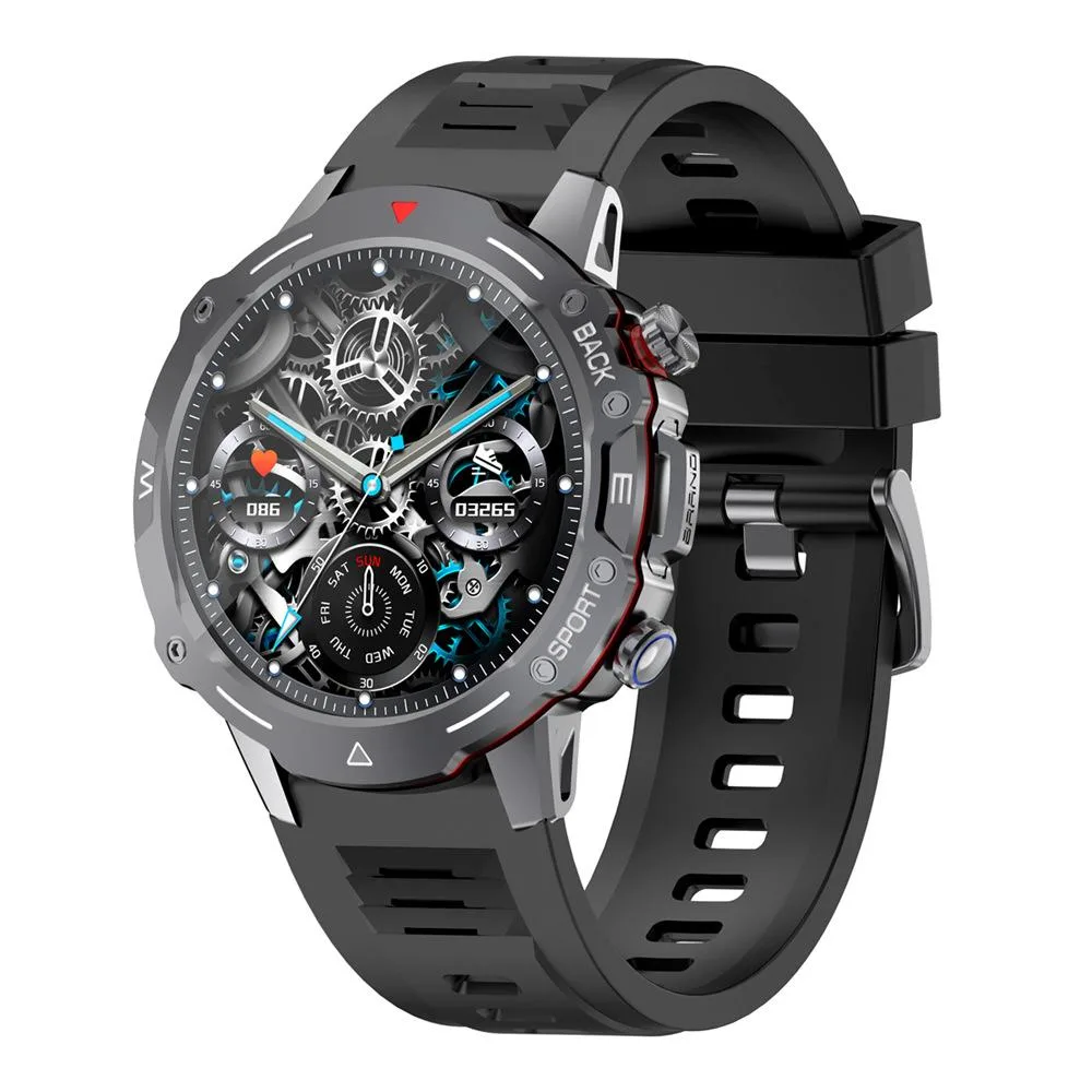 Black aluminium smartwatch with silicone sport strap