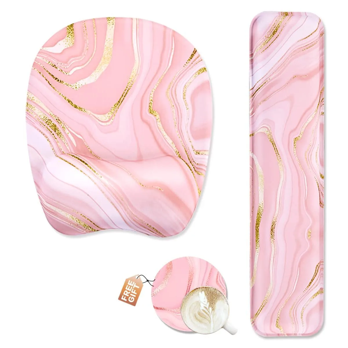  WB WEIRDBEAST REST-FSLT Keyboard &amp; Mouse Wrist Rest Set Pink Fluid — product photo