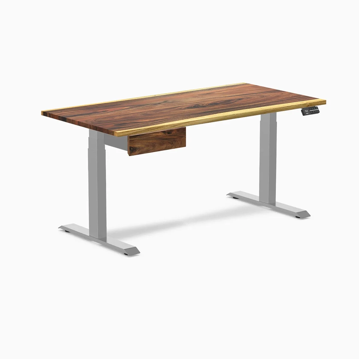 Desky Desky Dual Hardwood Standing Desk with Drawer Saman Grey 60 x 30 in — product photo