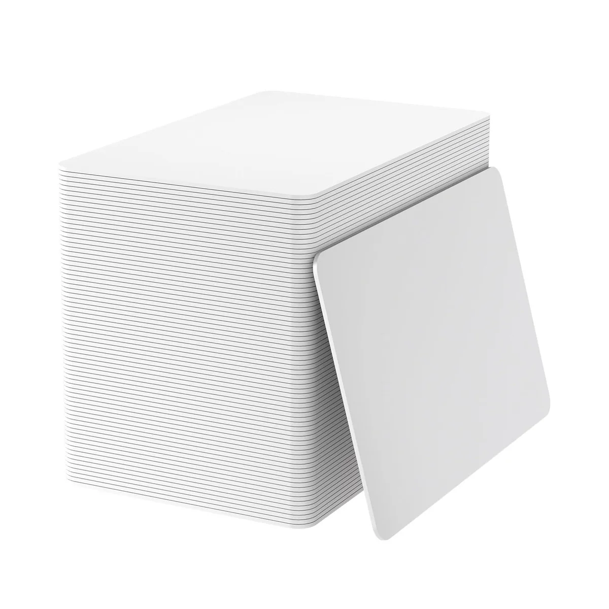 Pack of ten white glossy rectangular PVC RFID cards