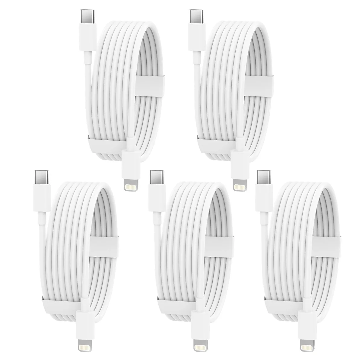 iGENJUN AK00001 USB-C to Lightning Cable 5-Pack 6 ft White MFi Certified — product photo