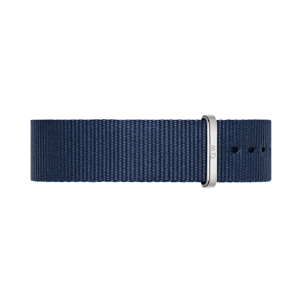 Midnight blue NATO watch strap with silver hardware, 20 mm wide