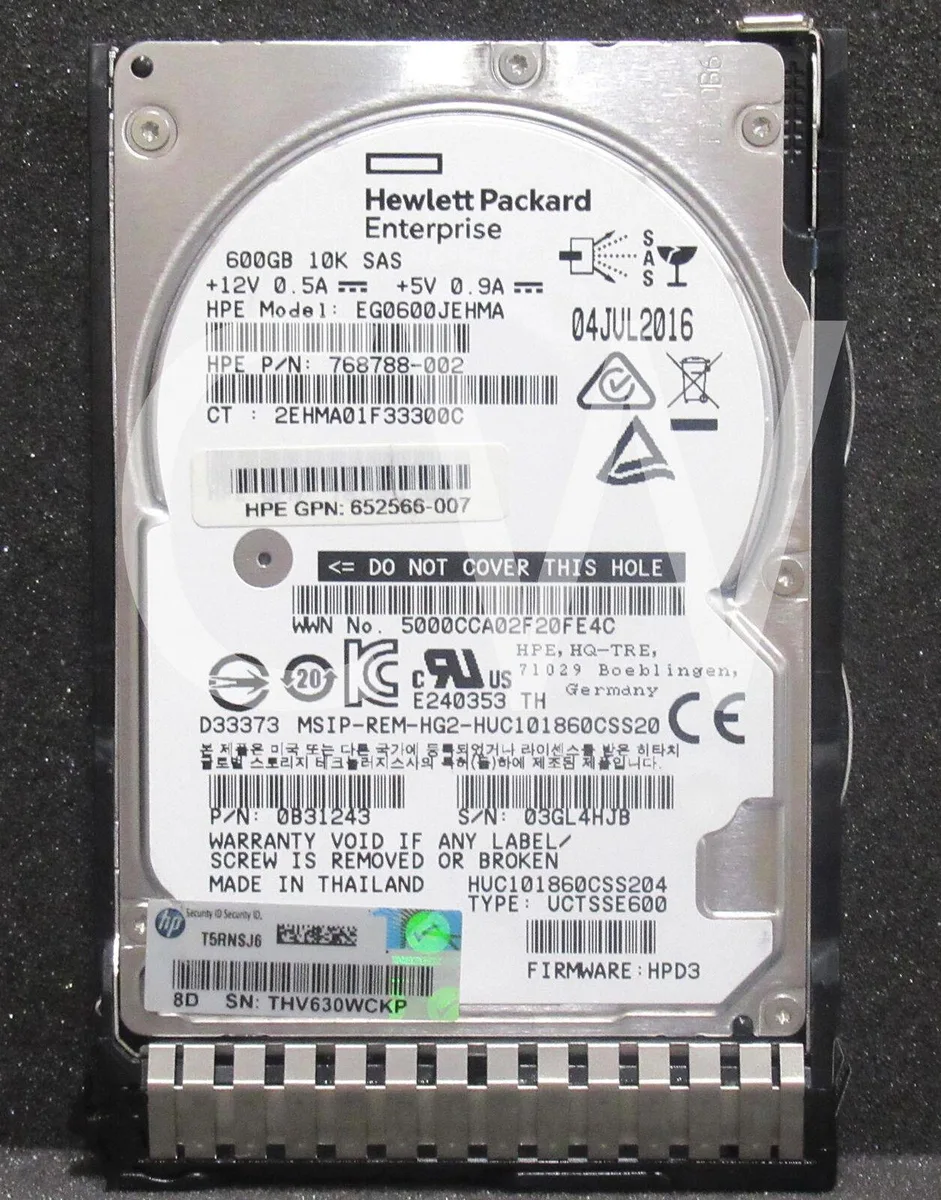 HPE HPE EF0600JEHMA 600GB 10000RPM 12Gbps 2.5" SAS internal hard drive — product photo