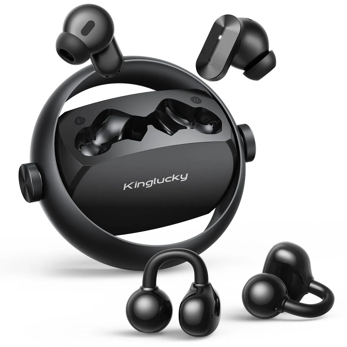 No Sew No Sew A30 2-in-1 Wireless Earbuds, 13mm Drivers, 50H Playtime, Matte Black — product photo