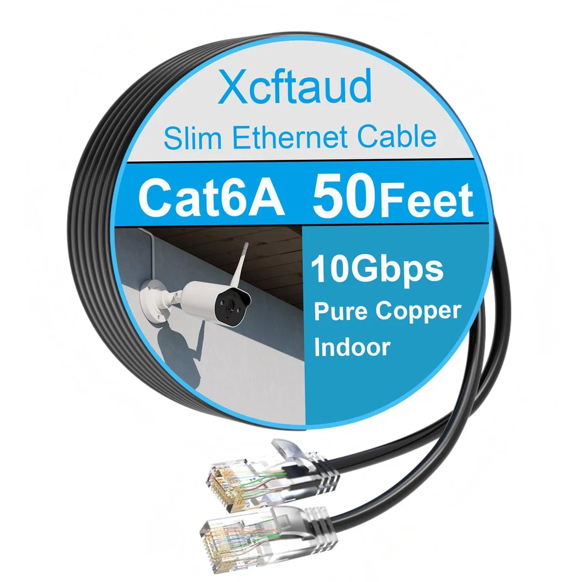  Xcftaud Cat6a Slim Ethernet Cable 50 ft 28AWG Black — product photo