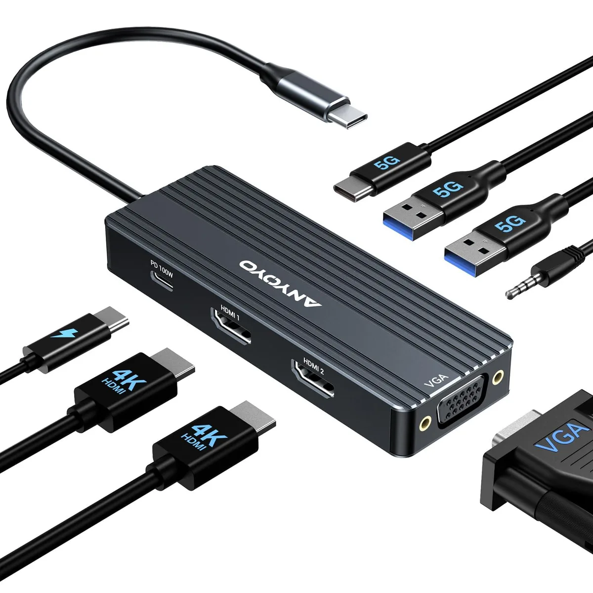  Belkin ANYOYO DS-0801A 8-in-1 USB-C Docking Station Black — product photo