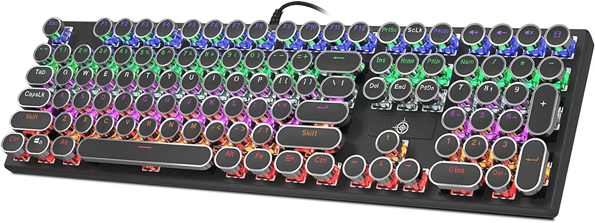 Werleo Werleo Geeklin Typewriter 108-Key Gaming Keyboard Blue Switch Black — product photo