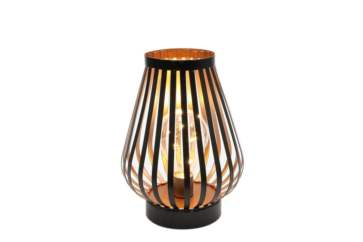 Bronze metal cage lantern desk lamp 8.7inch tall with Edison style bulb
