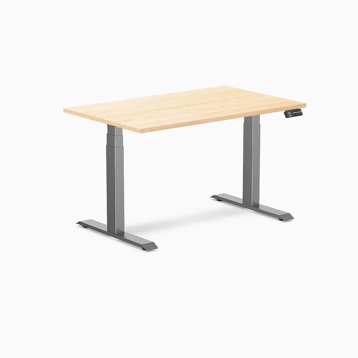 Desky Desky Dual Hardwood Sit Stand Desk Maple 48 x 30 in Space Gray — product photo