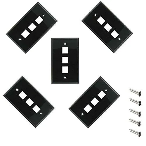 iMBAPrice iMBAPrice 3-Port Keystone Wall Plate 1-Gang Black Pack of 5 — product photo
