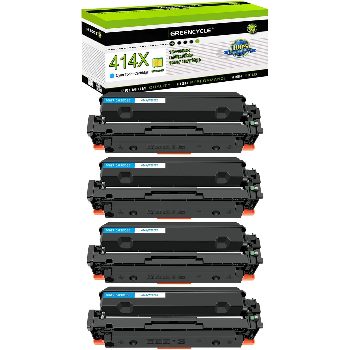 GREENCYCLE GREENCYCLE 414X Cyan Toner Cartridge 4 Pack W2021X 6000 pages — product photo