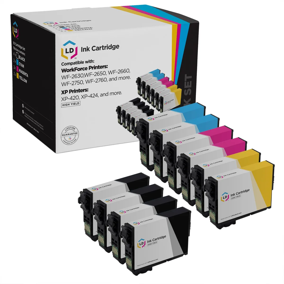 LD Products LD Products Epson 220XL Replacement Ink Cartridges 10-Pack (4 Black 2 Cyan 2 Magenta 2 Yellow) — product photo