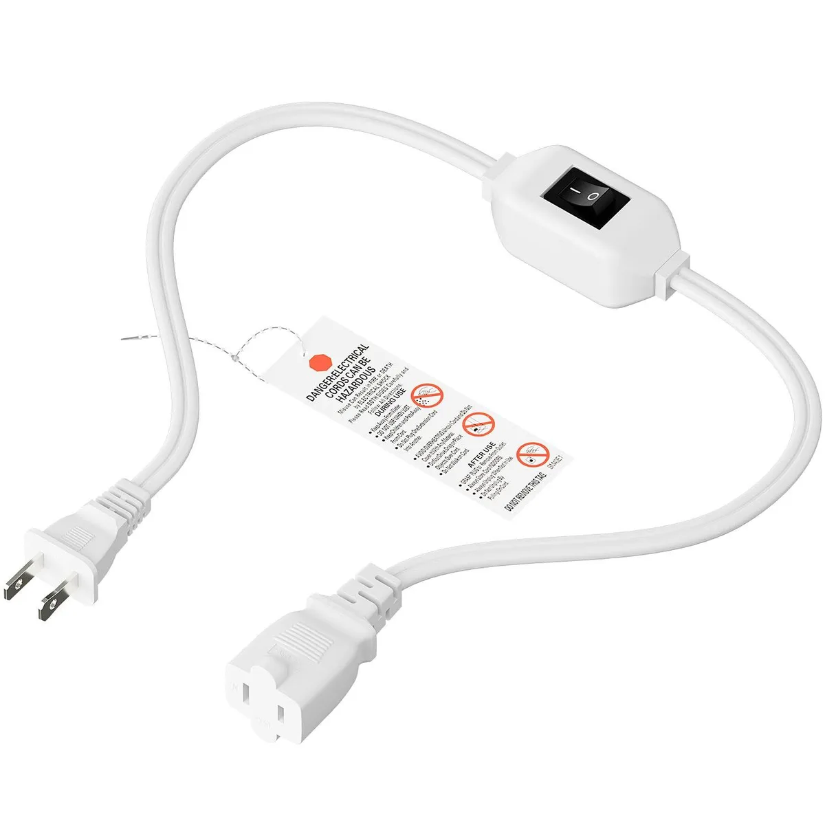 LORDWORLD LORDWORLD 2-Outlet Polarized Extension Cord 0.6 m 16AWG White AC0033 — product photo