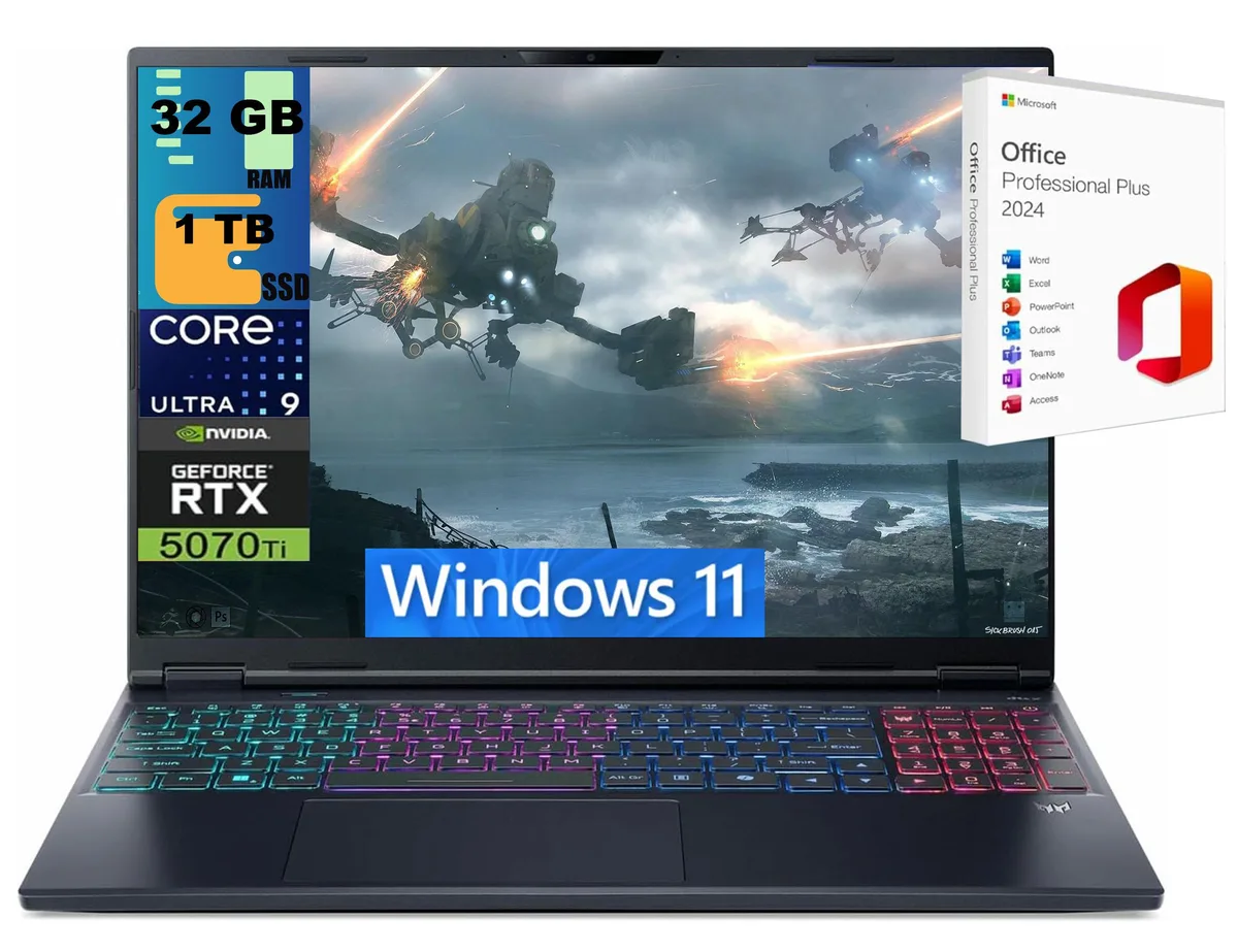 Acer America Acer America Predator Helios Neo 16 gaming laptop RTX 5070 Ti 12GB GDDR7 32GB DDR5 1TB PCIe SSD — product photo
