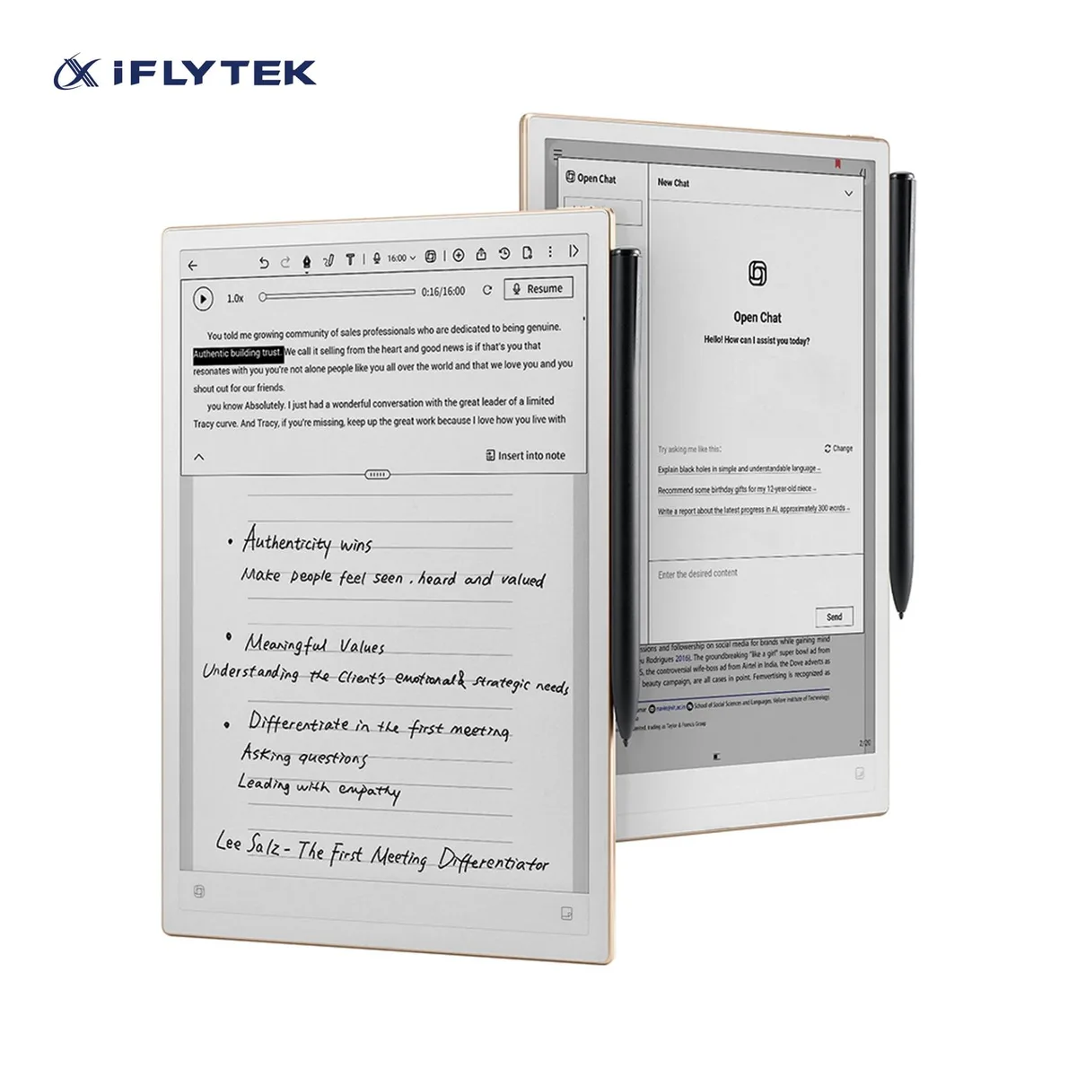 iFLYTEK iFLYTEK AINOTE 2 XF-DX-B311E 10.7" E-Ink 4GB 64GB Support LLM Notepad AI Graphite Gold — product photo