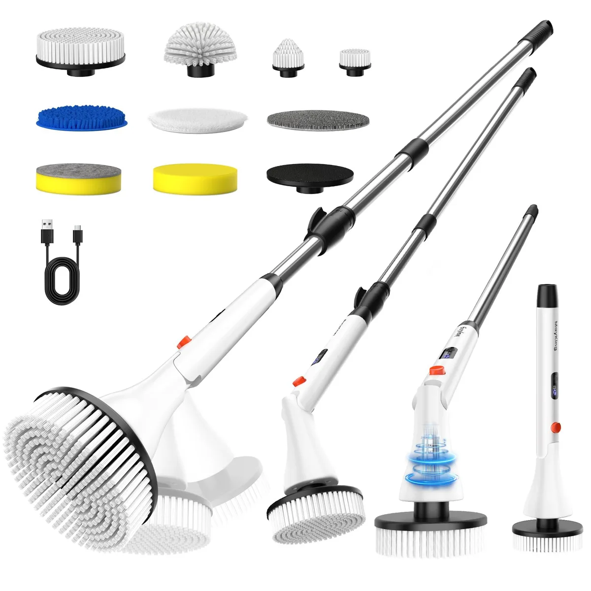  MayKing Electric Spin Scrubber 9 Heads 3-Angle 4-Length 3-Speed 2500mAh — product photo