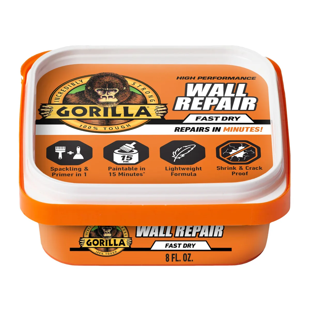 White spackling and primer paste in an 8 oz tub