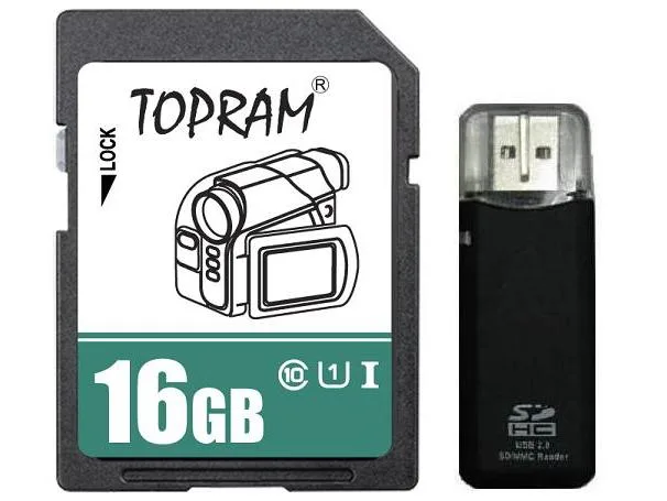 TOPRAM TOPRAM 16GB SDHC UHS-I Class 10 memory card with R3 Reader — product photo
