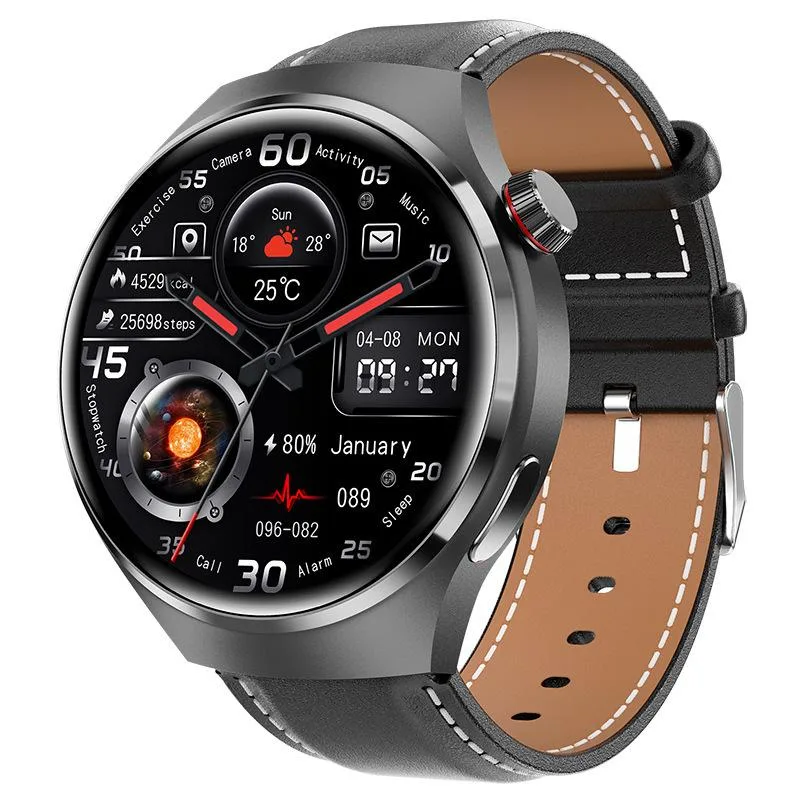 allentian allentian GT4pro Round Smart Watch Black Leather 29-35mm — product photo