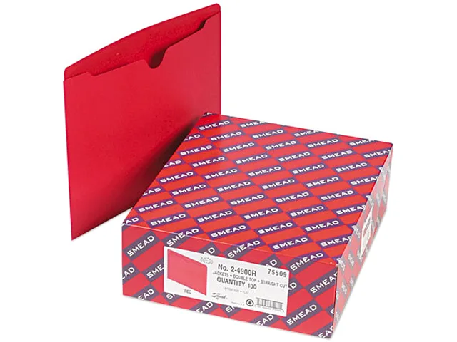 Smead Smead 75509 File Jackets, Letter, 11 Point, Red, 100/Box — product photo