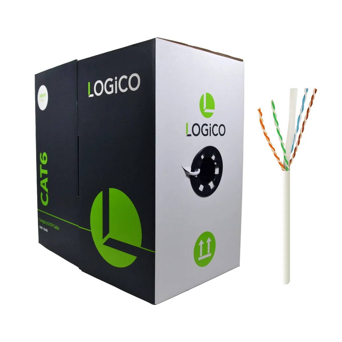 White Cat 6 UTP riser cable in pull box 1000 ft