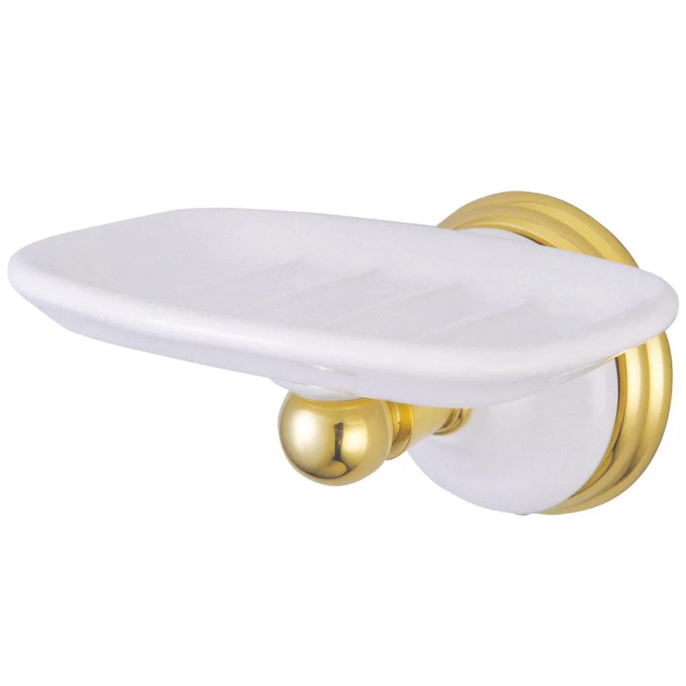 Wall-mounted Victorian soap dish in polished brass finish