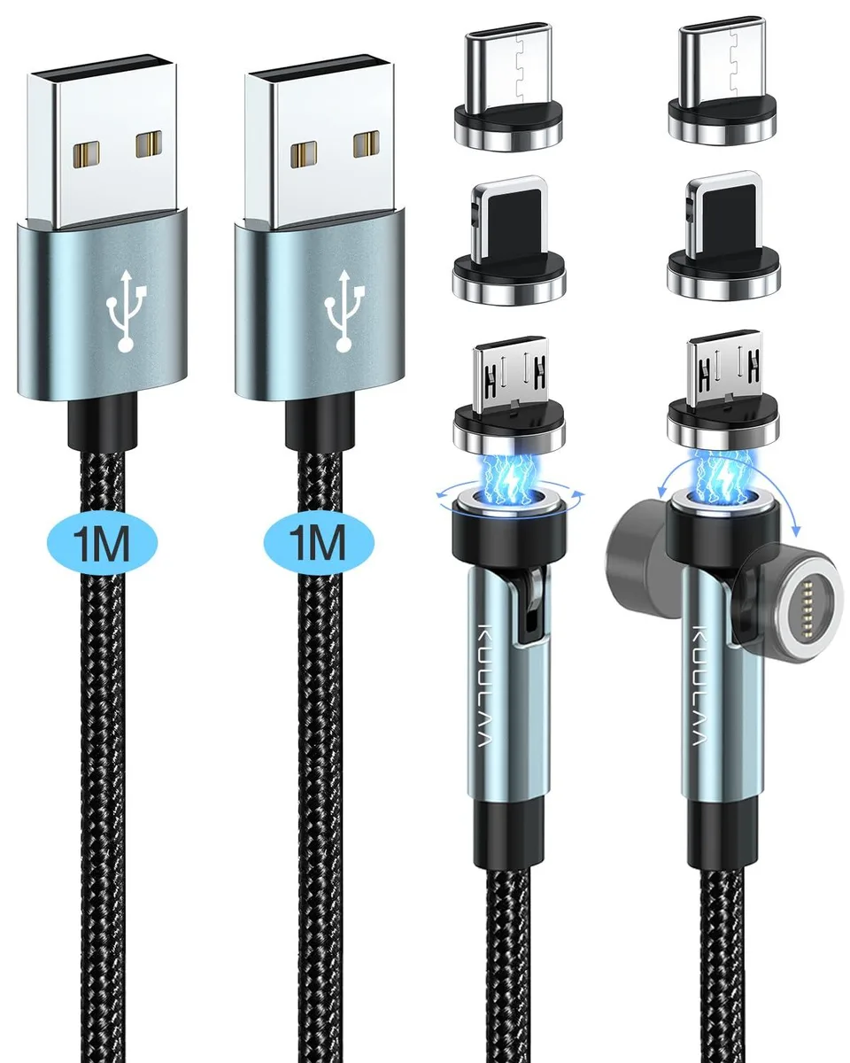BELKIN Samsung Gala 7Pin Magnetic Charger Cable 2Pack 3ft 540° Rotating 3A Orange — product photo