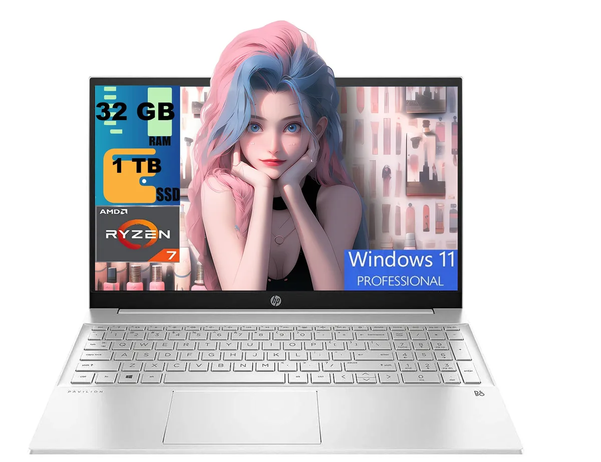 HP HP Pavilion 15 laptop Ryzen 7 5700U 32GB 1TB SSD Silver — product photo