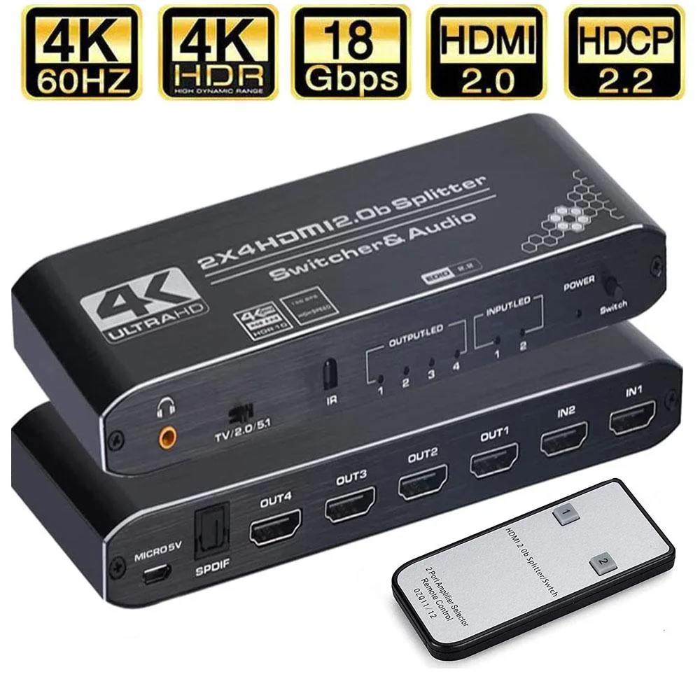 LUOM LUOM OZQ12 2×4 HDMI Switch Audio Extractor 4K 60Hz — product photo