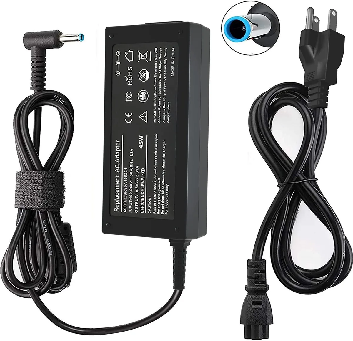 myVolts myVolts 19.5V 2.31A 45W AC Adapter Laptop Charger 4.5×3.0 mm Blue Tip — product photo