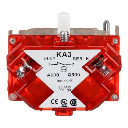 Schneider Electric Schneider Electric 9001KA3 1NC Screw-Clamp Red Cover Push Button Contact — product photo