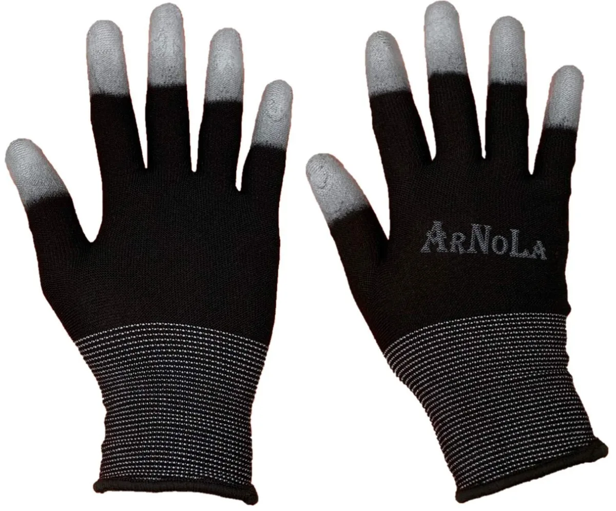 ARNOLA ARBL05 ESD Gloves Carbon PU Fingertip Medium Black 2 Pairs — product photo