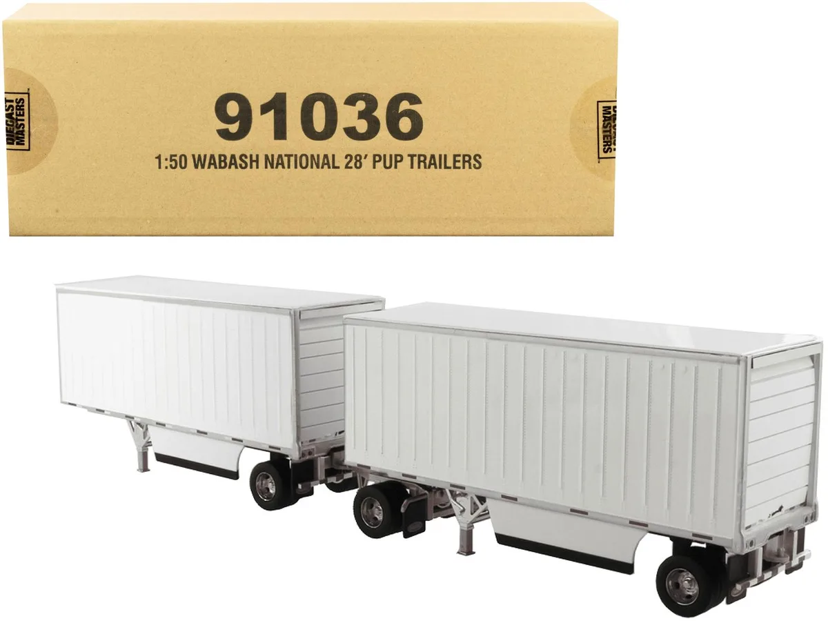 DieCast Masters DieCast Masters Wabash National 28' Double Pup Trailers White Transport Series 1/50 Diecast Model — product photo